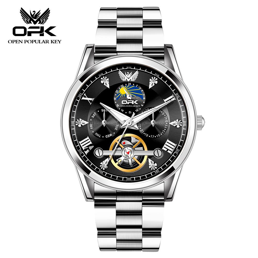 

OPK Brand Watch Fake Tourbillon Steel Belt Calendar Luminous Quartz Watch Men s Watch Men s Watch