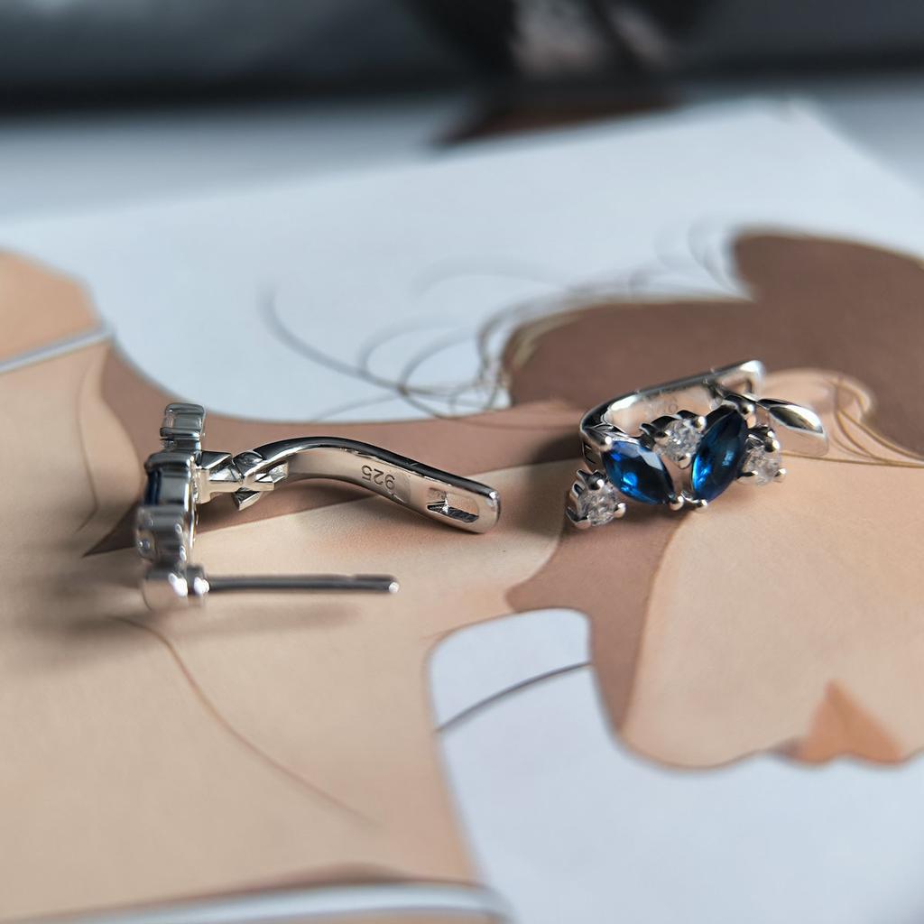 Серебряные серьги с сапфиром nano 1.45ct (2206040)