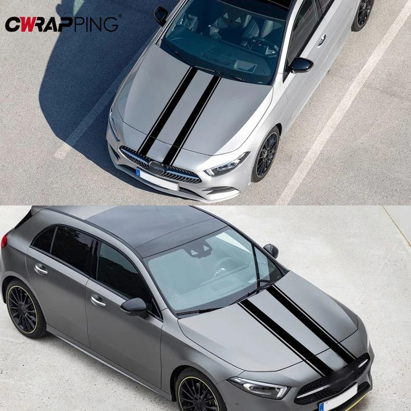 Car Sticker Universal Car Hood Cover Sticker Classic Stripes Graphics Styling DIY Vinyl Wrap Decal for Mercedes Benz Accessories