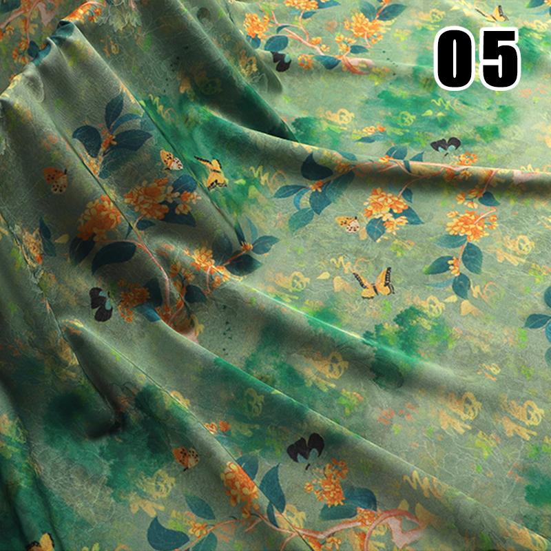 50x150cm High-end Silk-like Fabric Skin-friendly Soft Chinese Style Printed Cheongsam Summer Clothing Hanfu Dress Sewing Fabric