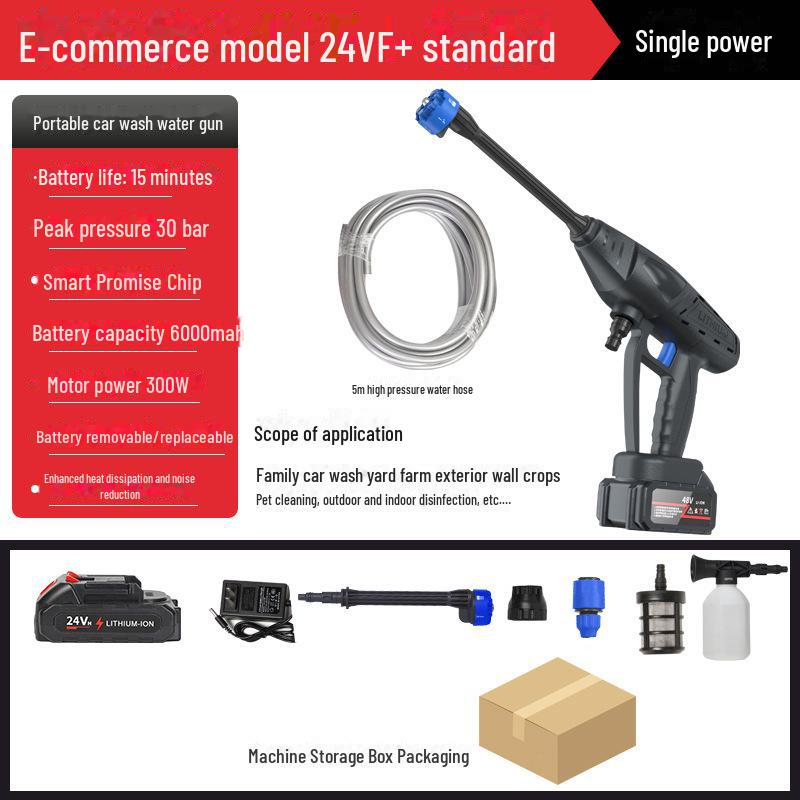 Cordless Electric High-Pressure Car Wash Gun with Rechargeable Battery