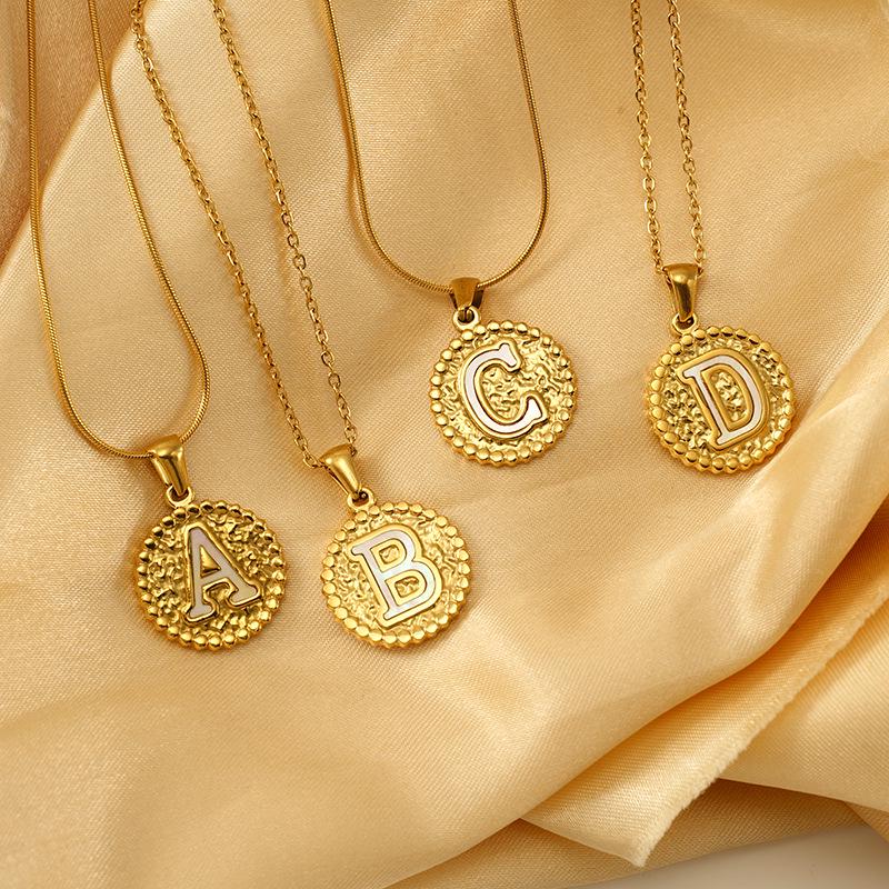 European and American Stainless Steel Letter Necklace for Women - Versatile Titanium Steel Hammered Pendant Jewelry Fashion