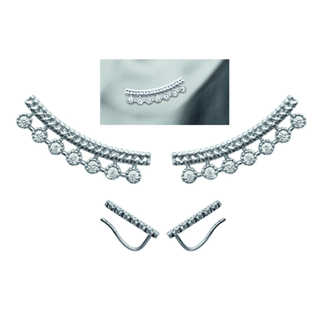 Les Trésors De Lily [M8713] - 'Sissi' White Silver (rhodium Plated) Earring Contours - 17x4 Mm