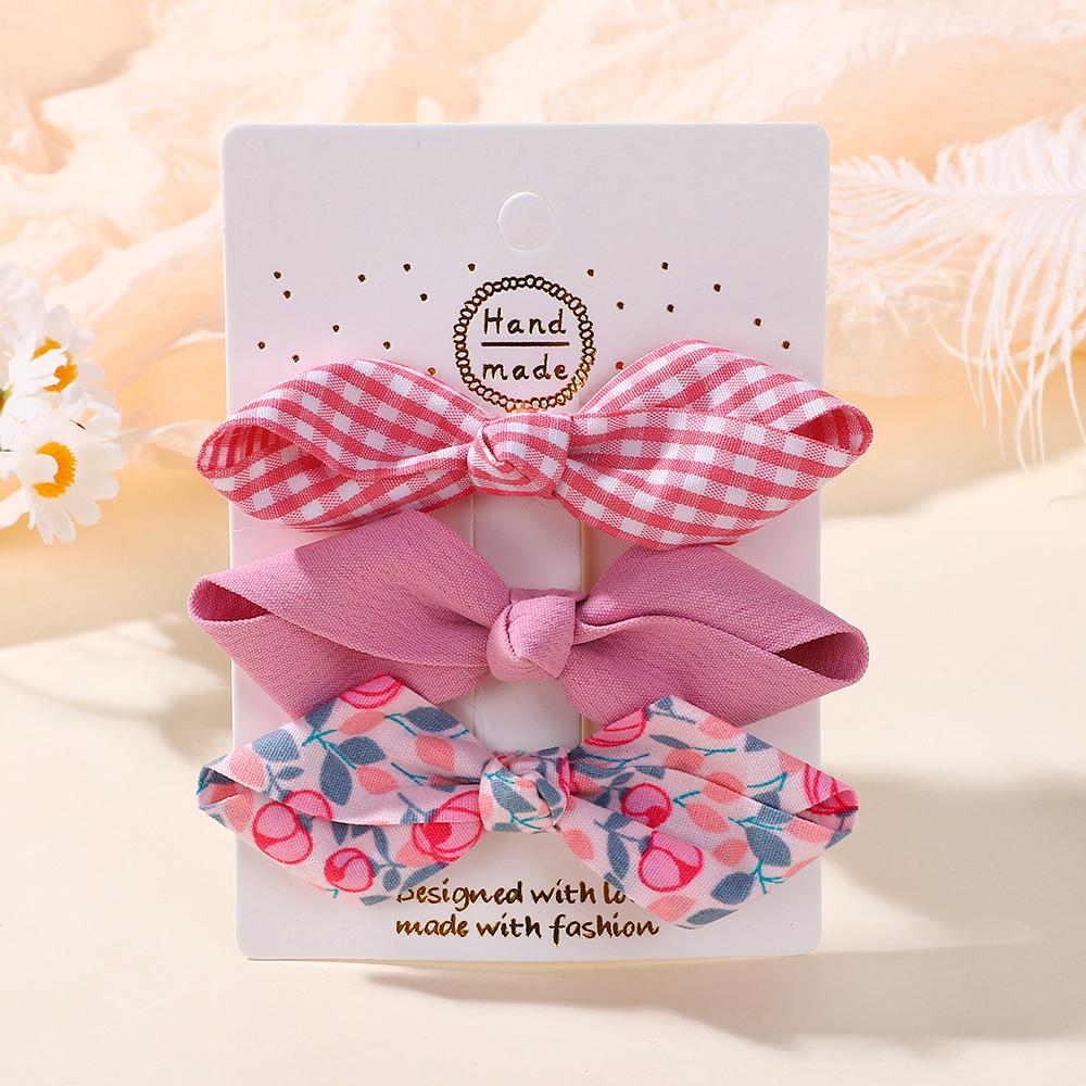 3Pcs/Set Cute Bows Baby Girls Hairpin Set Floral Plaid Bangs Hair Clip Korean Hair Accessories Sweet Kids Headdress 3Pcs/lot
