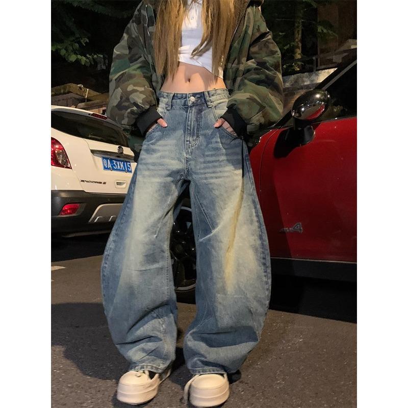 JYL Unisex Flare Jeans Vintage Washed Bootcut Loose Neutral Style Denim Pants
