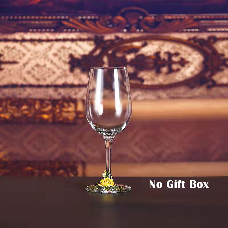 Superior Enamel Peony Glass Crystal Champagne Cup Set Goblet Glasses Glasses of Wine Wineglass Luxury Glass Cups Vintage Whiskey