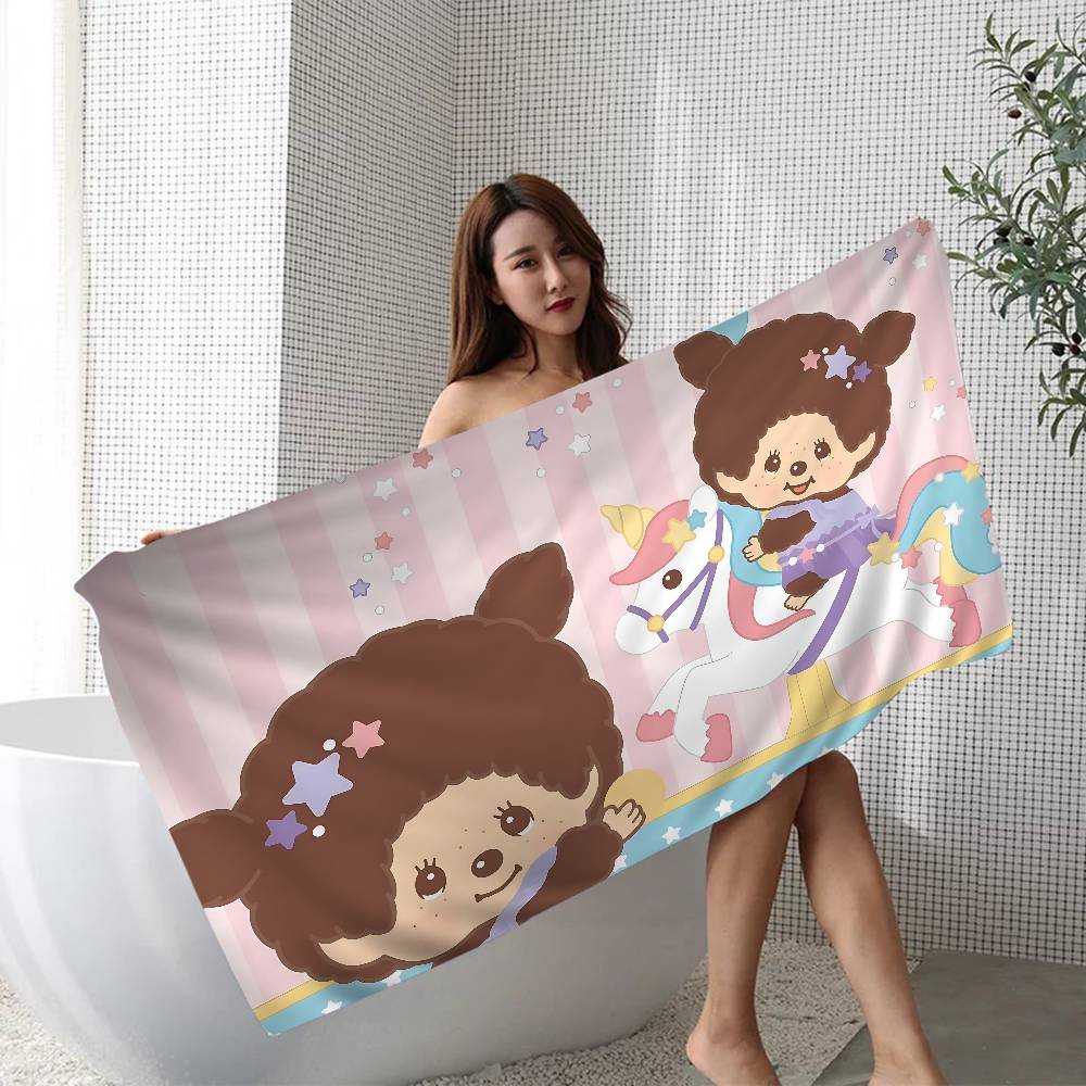Popular Logo M-Monchhichi Fashion Anime Beach Swimming Soft Absorbent Washcloth Children's Gifts for Kids Travel Camping Gym