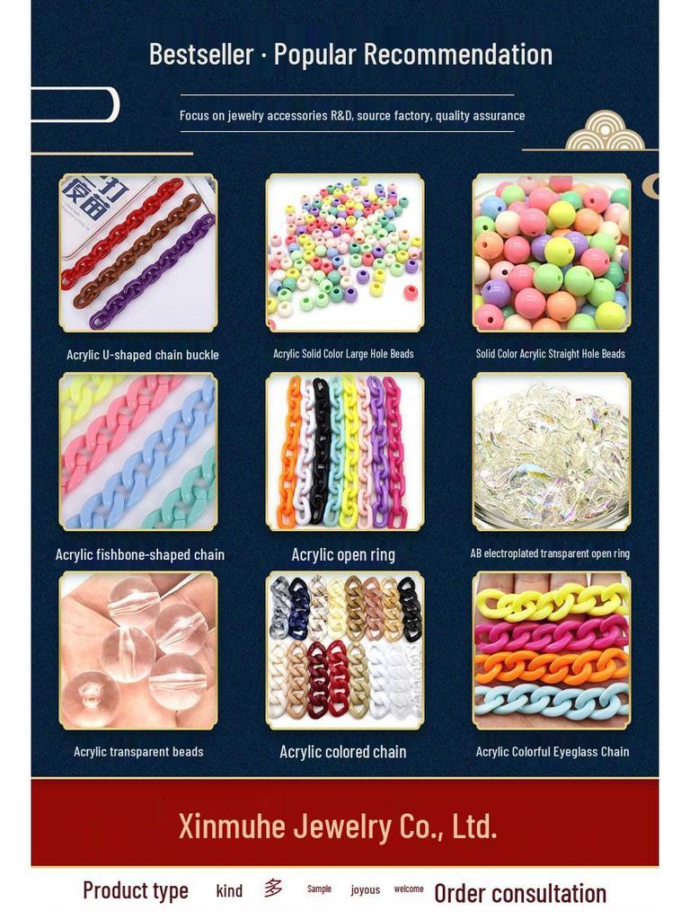 20mm Acrylic Large Hole Square Beads for DIY Jewelry, Flower Shoes, and Bag Chains