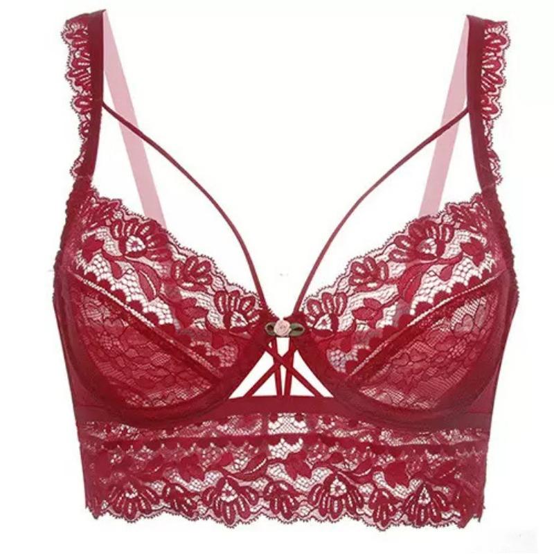 French Style Lace Push-Up Bra With Thin Straps