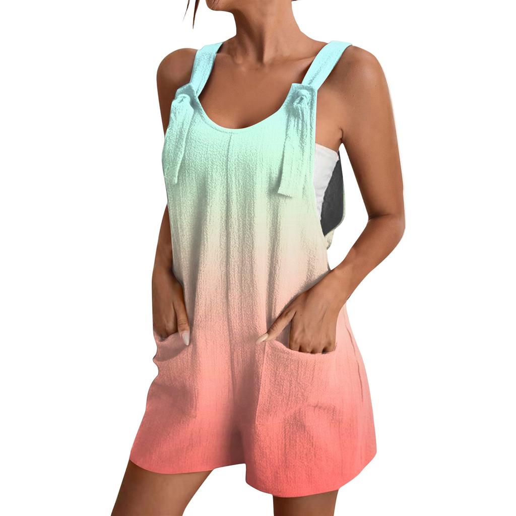 Women's Fashion Gradient Printed Jumpsuit Casual Jumpsuit Shorts