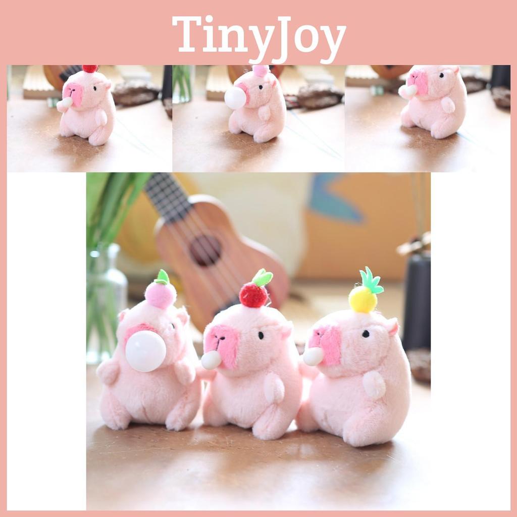 Charming Capybara Plush Keychain Cute Bubble Blowing Stuffed Animal With Soft Short Plush In Pink Yellow Red