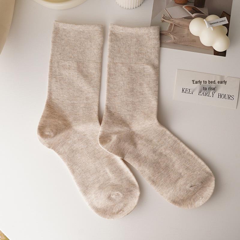 Japanese Style Pure Cotton Women's Mid-Calf Slouch Socks: Soft, Breathable, Anti-Pilling, Versatile