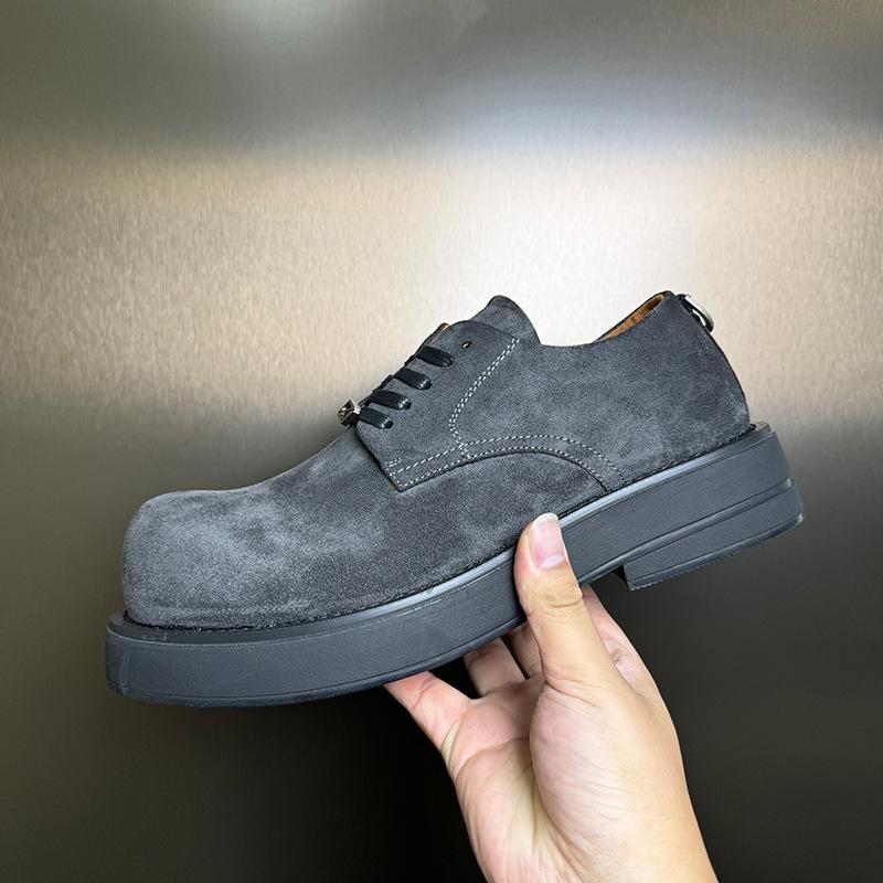 2026 Fashion Suede Mens Shoes Casual High-end Thick-soled Derby Shoes for Men Round Head Versatile Fashion Platform Sneakers Men