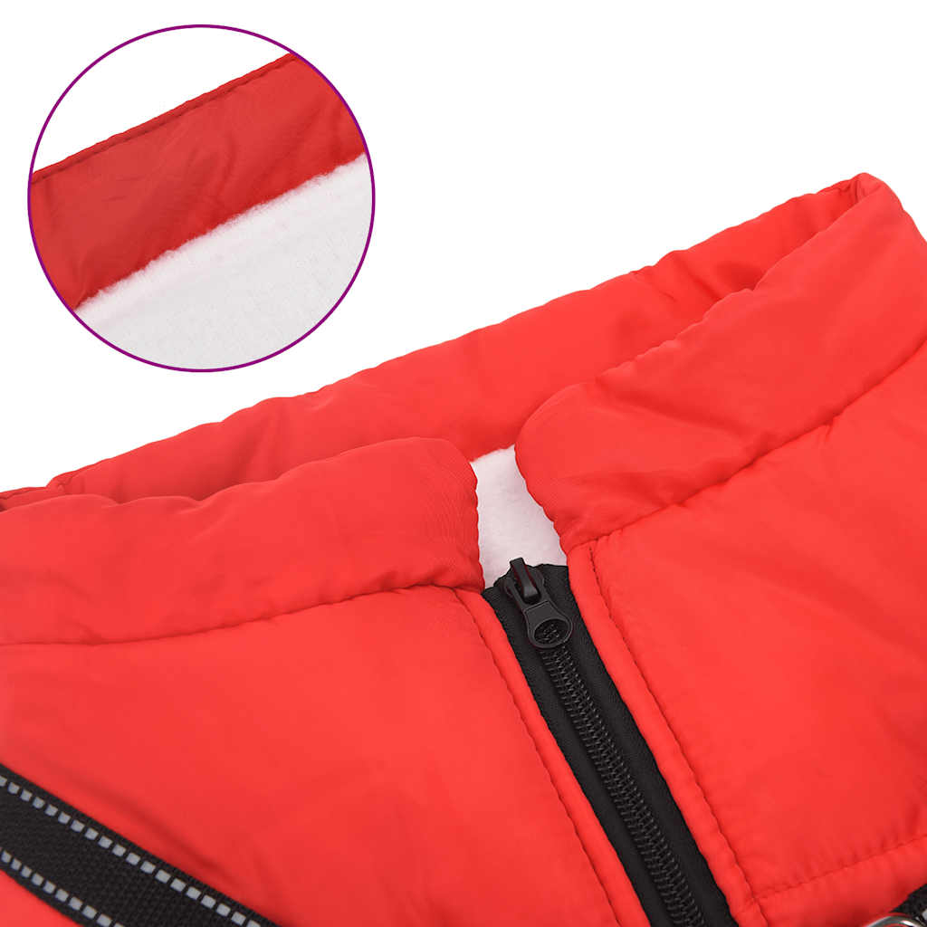 Waterproof Reflective Dog Coat with Integrated Harness Red Size L44