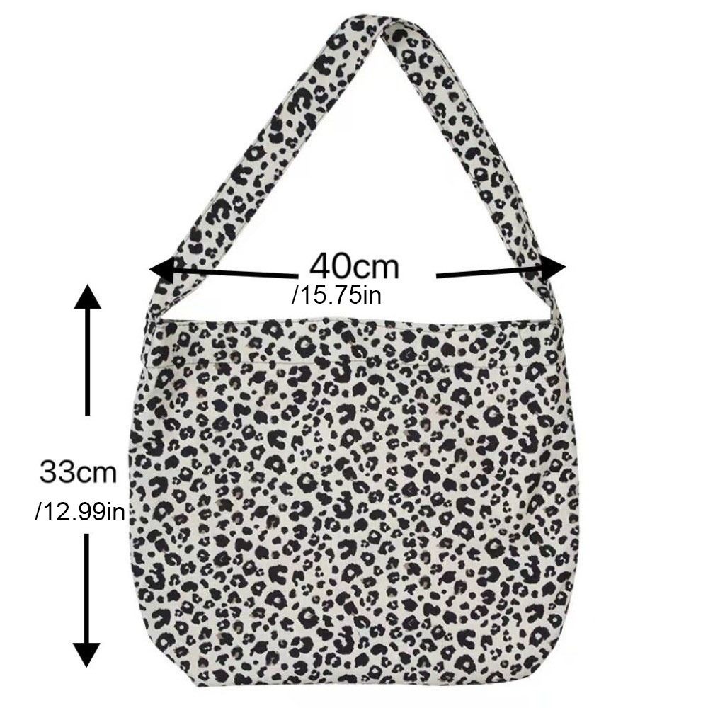 Large Capacity Leopard Print Handbag Printed Canvas Shoulder Bag Simple Canvas Crossbody Bag  Class