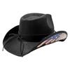 Popular American USA men's and women's stiff retro equestrian hats printed big eaves western cowboy straw hats