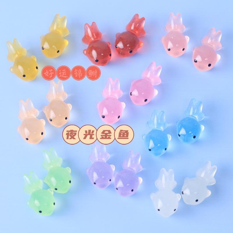 5Pcs 3D Cute Luminous Goldfish Fish Resin Pendants Charms Diy Earrings Necklace Keychain Bead Jewelry Making Supplies Findings
