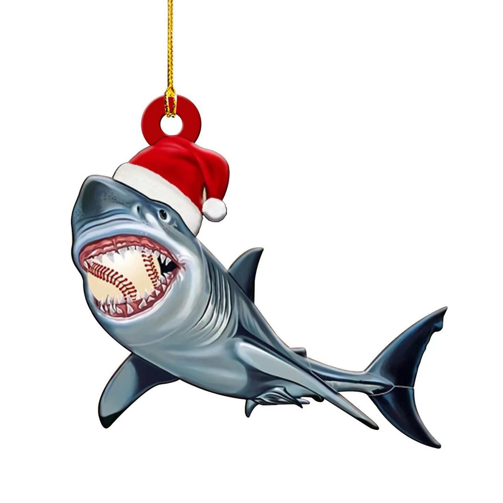 

Unique Sharks Xmas Tree Decoration 2D Flat Hanging Pendant For Christmas Tree Decoration