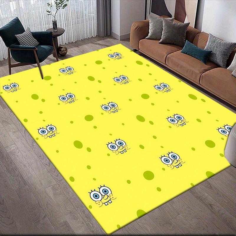SpongeBob SquarePants Flannel Pattern Square Carpet,Area Rug,Carpet Rug for Living Room Bedroom Sofa Playroom Decor,Non-slip Floor Mat