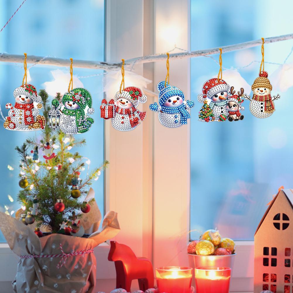 Xmas Theme 2D Flat DIY Hanging Diamond Art Kits Special Shape Diamond Art Pendant Single Side Drill DIY Home Decor Hanging Charm