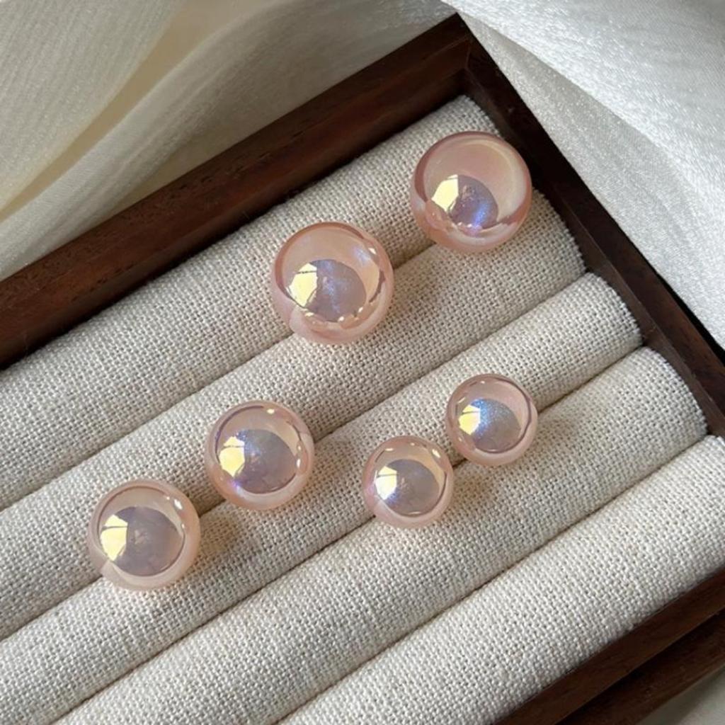 Pink Mermaid Ji Steamed Buns Artificial Pearl Earrings Female Small and Exquisite Earrings High-end Earrings