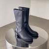 Melting Brown Women Middle Boots Autumn Black