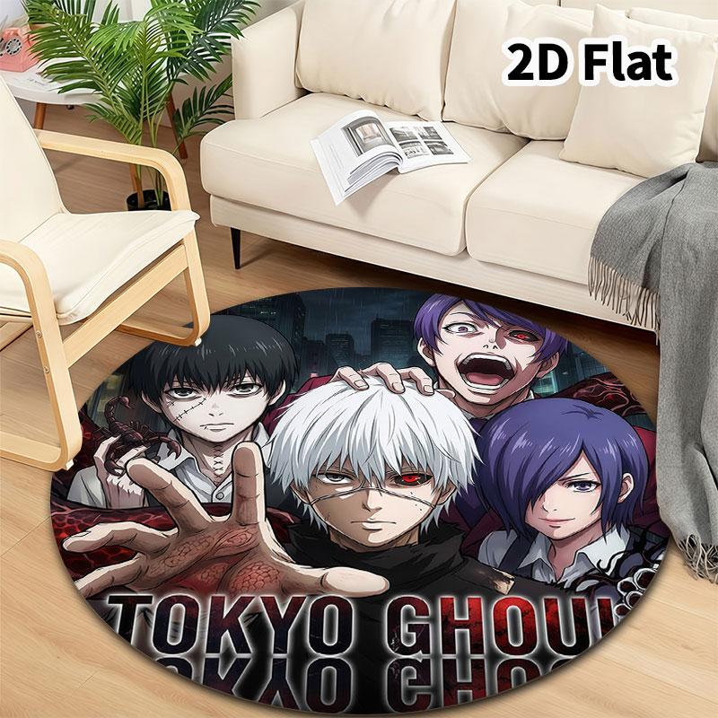 Tokyo Ghoul Runder Teppich Teppich für Wohnzimmer Schlafzimmer Sofa Spielzimmer Dekor Rutschfeste Bodenmatte