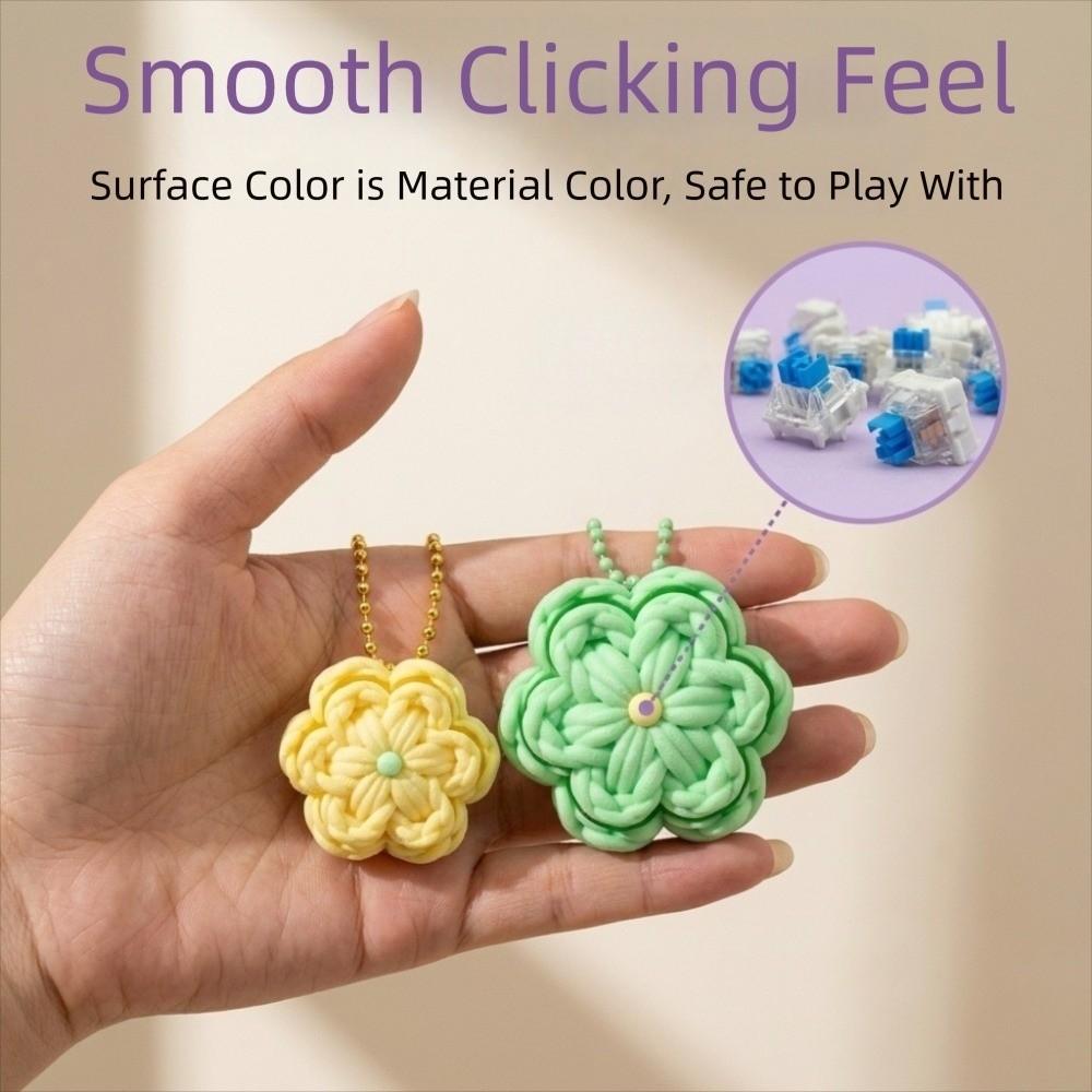 3D Print Flower Mechanical Clicker Keychain Crisp Click Sound Clicker Mechanism Knit Texture Fidget Keychain Simulation Plastic