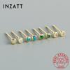 INZATT Real 925 Silver Square Zircon Mini Stud Earrings For Women Classic Fine Jewelry Light Luxury Accessories