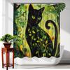 Artistic Black Cat Shower Curtain -Waterproof,Mildew-Resistant with Vibrant Green Swirls for a Unique and Stylish Bathroom Decor