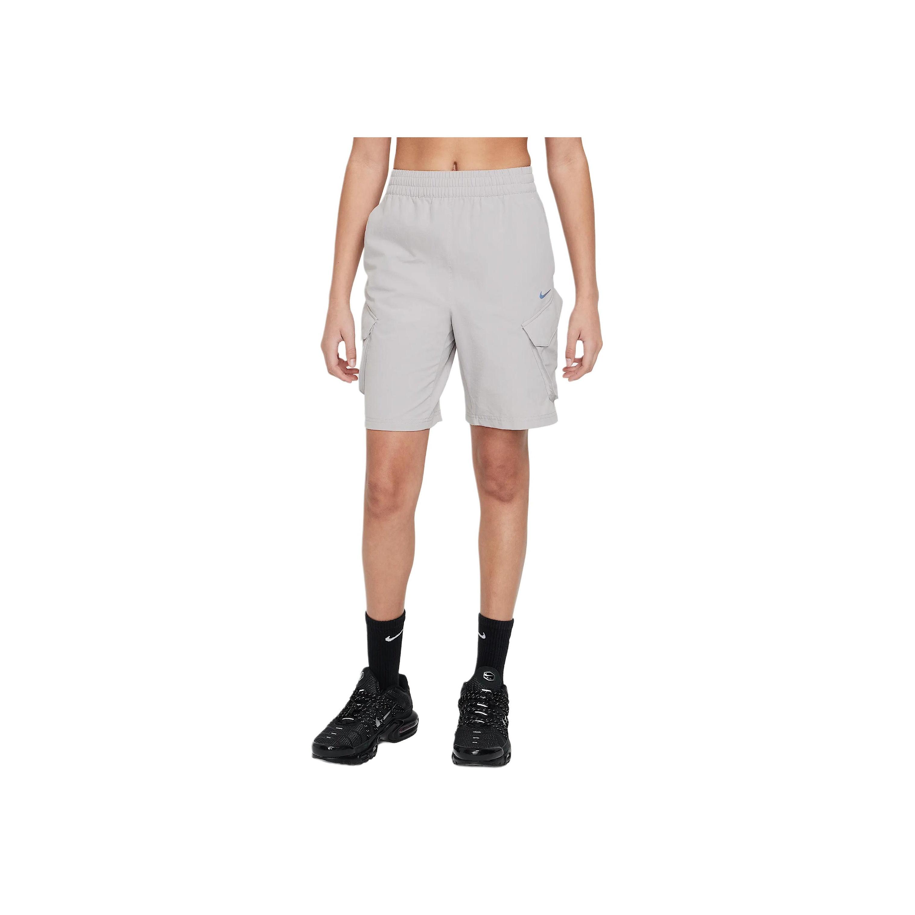 

Nike Solid Color Elastic Waist Mid Rise Straight Leg Shorts Kids shorts Academy-Gray FZ4903-009 XL