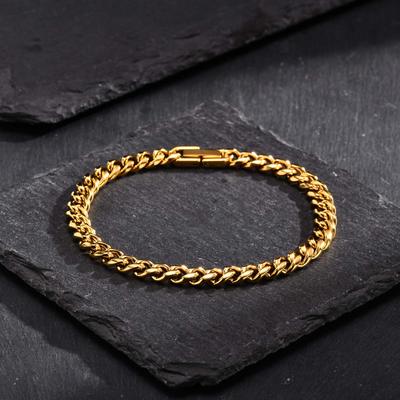 Bracelet Chaîne Cubaine Acier Inoxydable Couleur Dorée Argentée Mode Hip Hop Bracelet Bijoux Femme Cadeau de Fête 18/20/21/22/23CM
