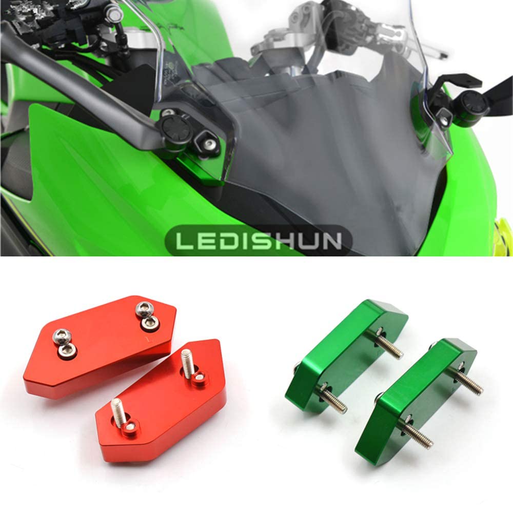 LEDISHUN Screen Risers, Windscreen, Windshield Risers for Kawasaki Ninja 400/250 (2018-2022) (Black)