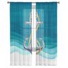Ocean Gradient Anchor Teal Sheer Curtains For Living Room Bedroom Tulle Curtain For Kitchen Voile Curtain Blind Panels