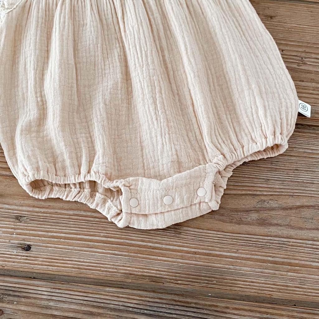 Infant Girls' Seersucker Ruffle Lace Sleeveless Dress