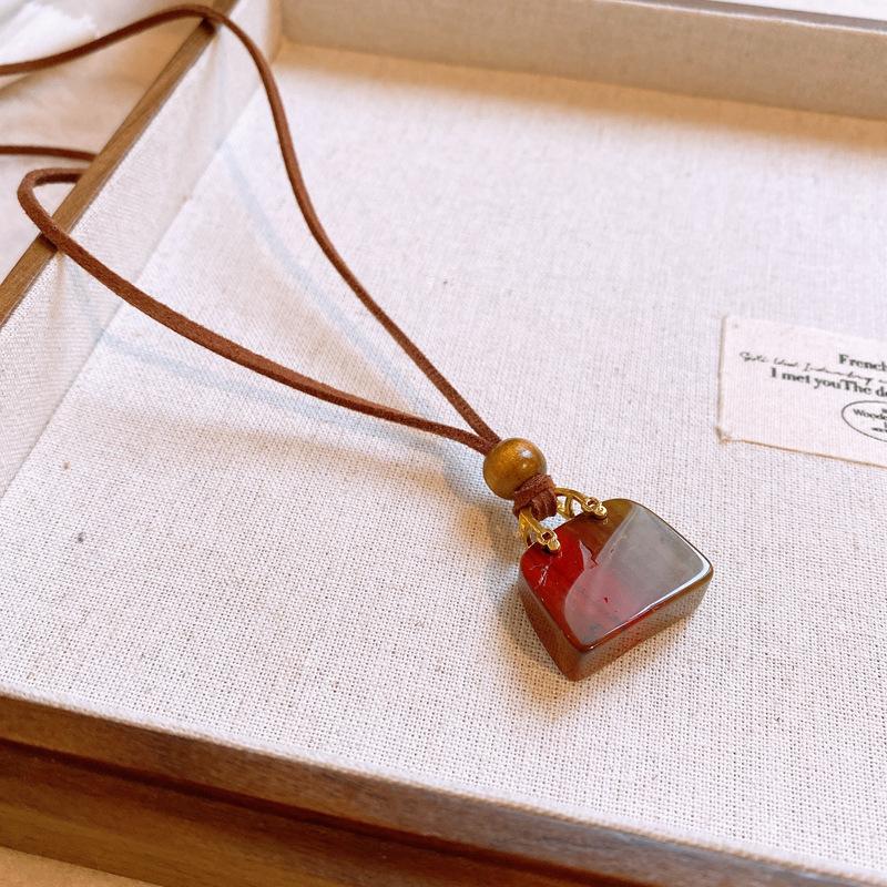 Kleine frische Leder Brillenbeutel Lanyard Halskette Halskette Neuer Schmuck
