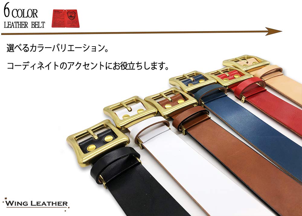 WING LEATHER Tochigi Leather Belt for Men, Genuine Leather, Casual, Made in Japan, Cowhide, Stylish, Plain, 40mm, W051, Size M, Black