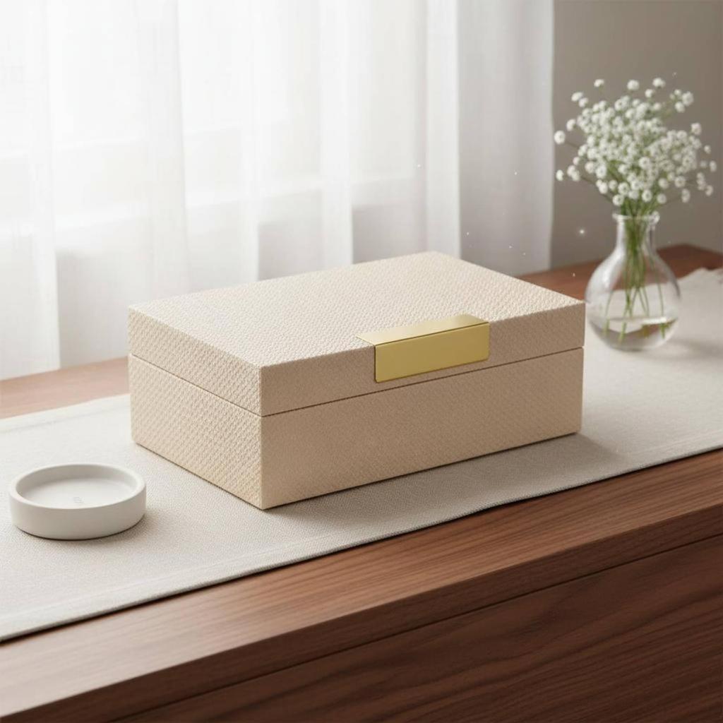Faux Leather Jewelry Box Multi-Purpose Modern Trinket Case Stylish Design