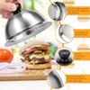 4Pcs 16cm Burger Cover Stainless Steel Cheese Melting Dome Small Grilling Cover Round Flat Top Grill Metal Lids Steaming Cover