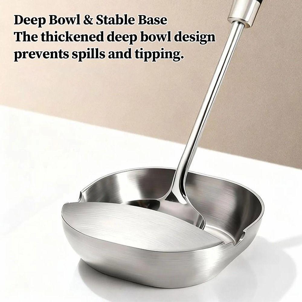 Portable Stainless Steel Ladle Rack Self-Standing Stable Spoon Tray Spatula Rack