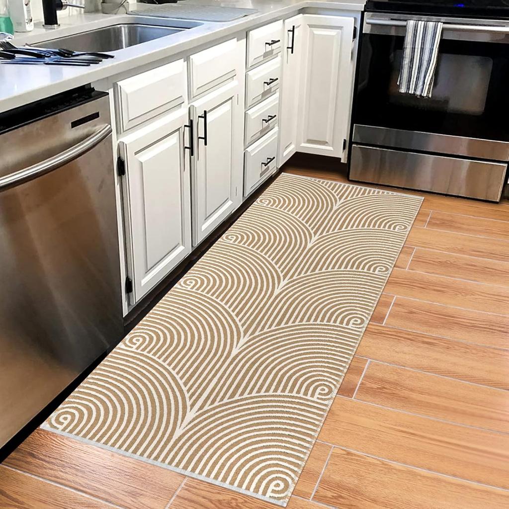 Geometric Line Runner Rug Indoor Outdoor Long Carpet Daily Home Decoration Non-Slip Floormat for Bedroom Living Room Hallway