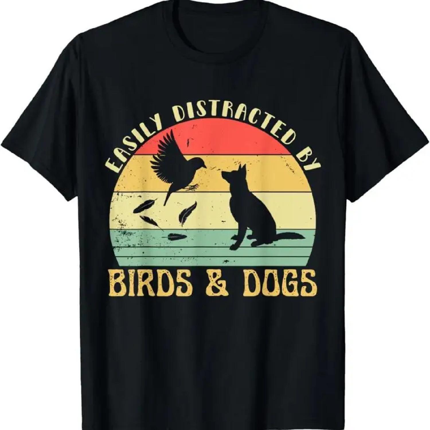 Retro Pet Dog Birds Lover Easily Distracted By Dogs T Shirt XXXXXL разноцветный