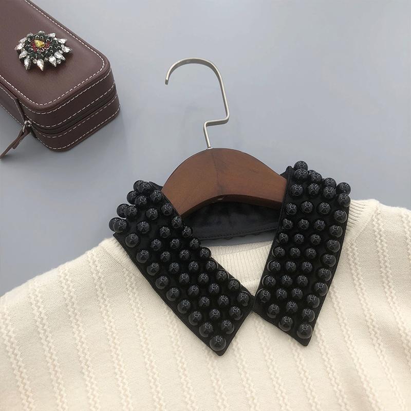 Women Pearl Fake Collar Retro Lace Beaded Collar Choker Necklace Party Bride Clothing Accessories Sweet Detachable False Collar