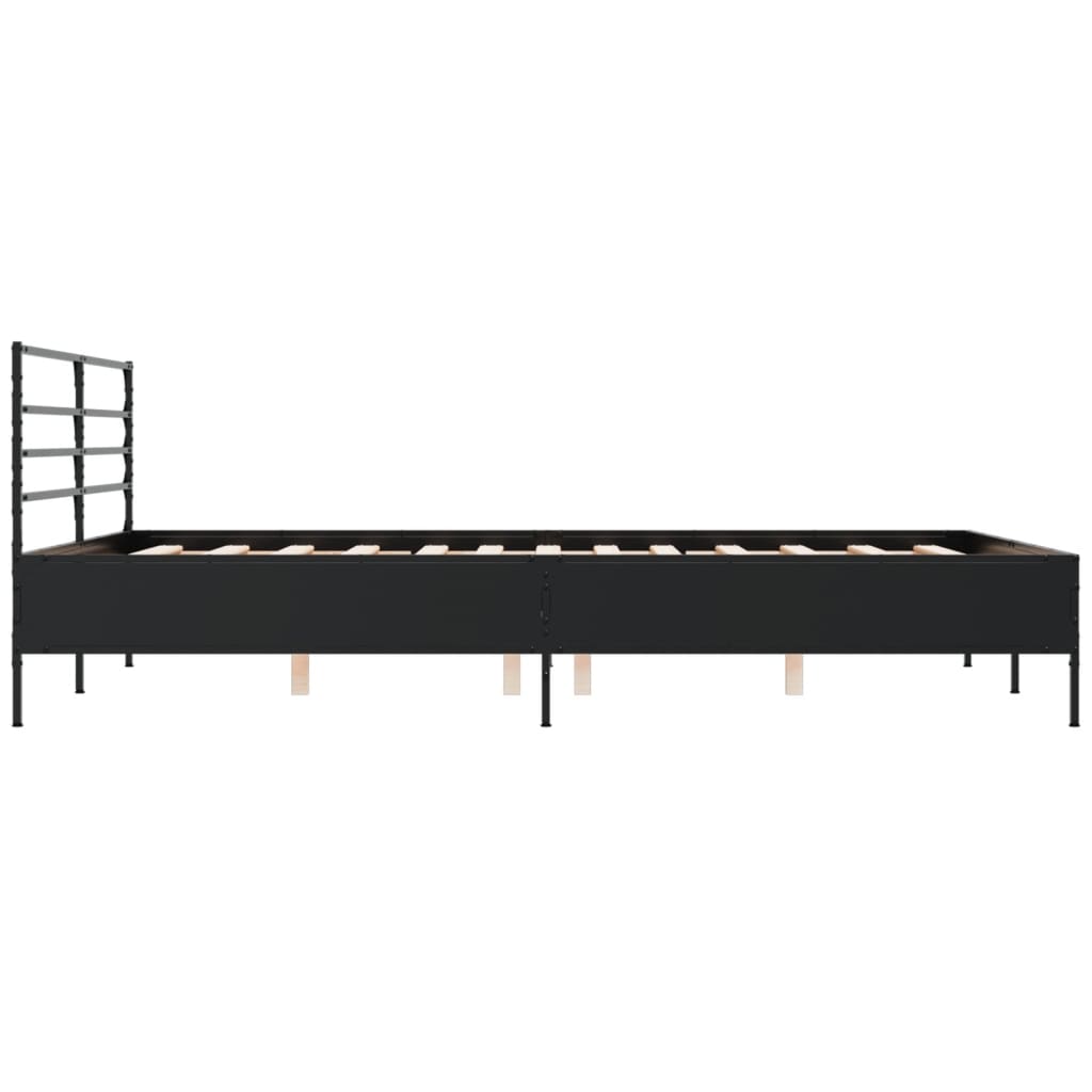 Bed Frame In Black 150 X 200 Cm Made of Engineered Wood and Metal