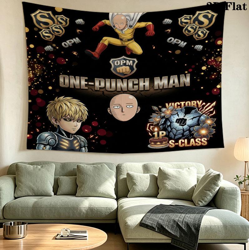 Onepunch Man Wandteppich Ästhetisches Wandbehang Gedruckter Stoffdecke Dekorative Wandteppiche Für Schlafzimmer Wohnzimmer Heimdekoration