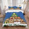 3pcs Christmas Capybara Bedding Set - 1 Duvet Cover + 2 Pillowcases(Core Not Included), Machine Washable Polyester Yy251216160