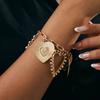 Salircon Fashion Luxury Big Heart Pendant Bracelet Women Punk Exquisite Hollowout Geometric Chain Bracelet Party Jewelry Gifts