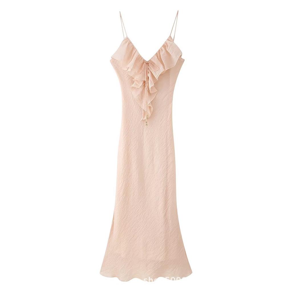 New Women's Elegant Fashion Laminated Decorative Underwear Midi Suspender Dress