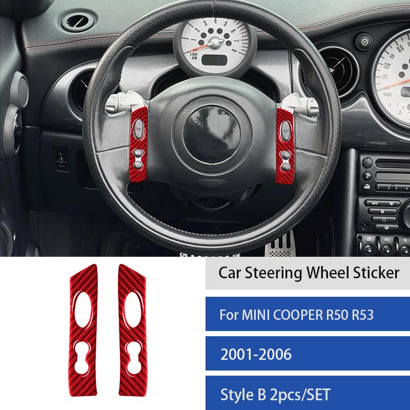 Carbon Fiber Steering Wheel Button Sticker For Mini Cooper For R50 R53 2002-2004 Car Interior Panel Cover Decal Accessorie