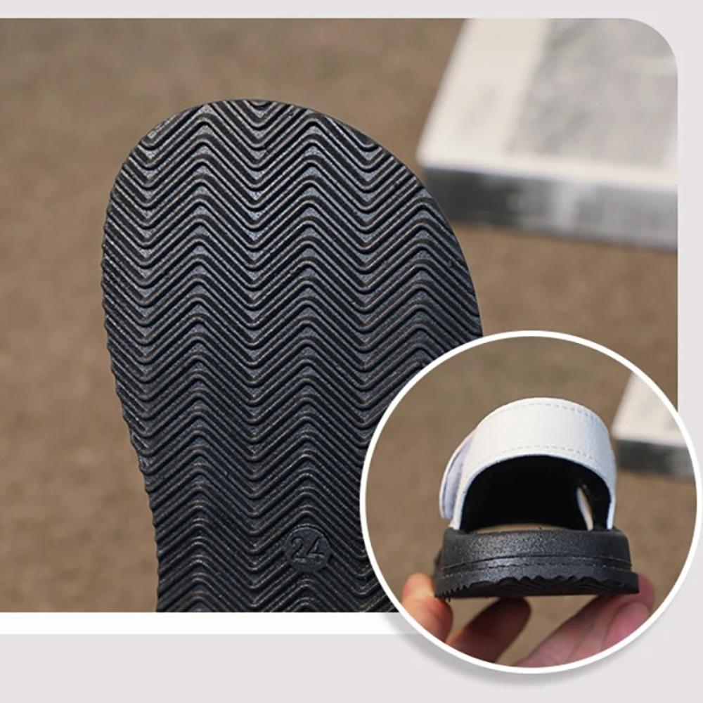 Sandales d'été en cuir PU pour garçons Semelles souples Ergonomiques Chaussures de plage pour enfants Antidérapantes Sandales décontractées pour garçons pour enfants